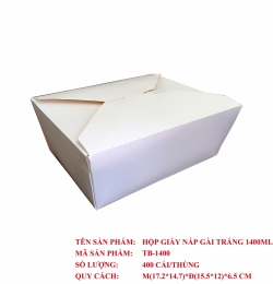 Hộp giấy nắp gài trắng 1400ml