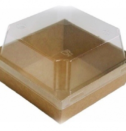 Hộp Giấy Vuông Nâu 105*105 Nắp Pet