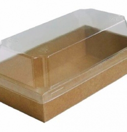 Hộp Giấy Chữ Nhật Nâu 155*85 Nắp Pet