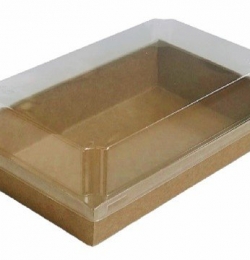 Hộp Giấy Chữ Nhật Nâu 200*125 Nắp Pet