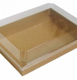 Hộp Giấy Chữ Nhật Nâu 205*105 Nắp Pet